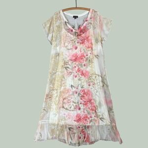 CalStyle USA Plus Size 3XL Floral Maxi Dress Sheer Flutter Sleeve Pink Fairycore